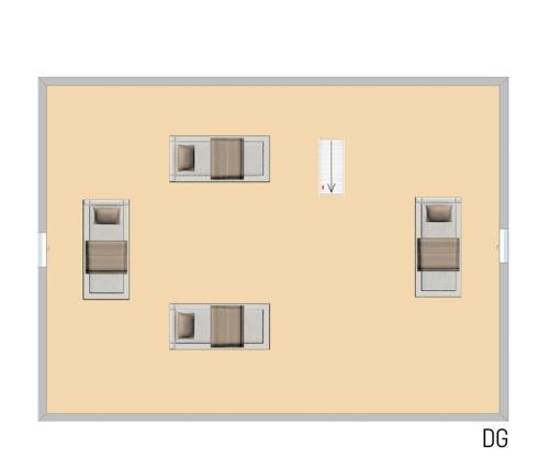 a floor plan of a building with three windows at Luxusboofe - Ferienhaus am Lilienstein in Königstein an der Elbe