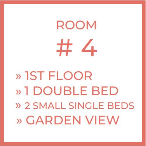 a sign that says room list floor double bed garden view at Casa Da Piedade in São Vicente
