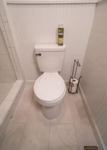 a bathroom with a white toilet in a room at Amazing House Hot Tub Mins To Major Hospitals in Middle Valley