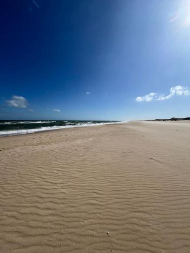 an empty beach with the ocean in the background at La Templanza EcoGlamping in Rincón de los Oliveras