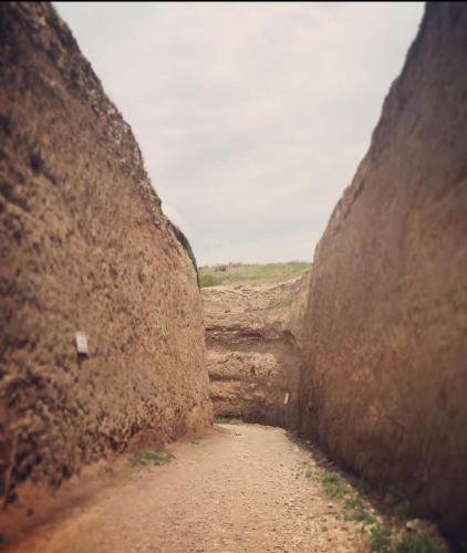 a dirt road between two large rocks at ELLA CON El MAR in Mar del Plata