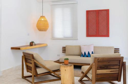 Ruang duduk di Las Canas Beach Retreat