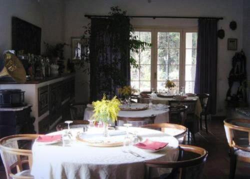 un comedor con mesa, sillas, mesa y sillón en Villa Mado, en Ceglie Messapica