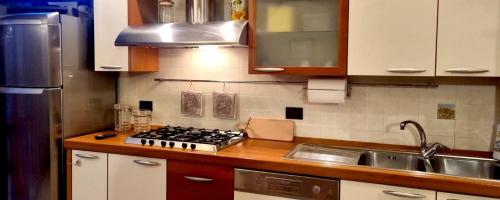 a kitchen with a sink and a stove top oven at Motori e Sapori in Castelnuovo Rangone