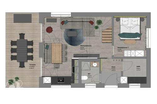 a floor plan of a house with at Hahnenklee Ferienchalets in Hahnenklee-Bockswiese