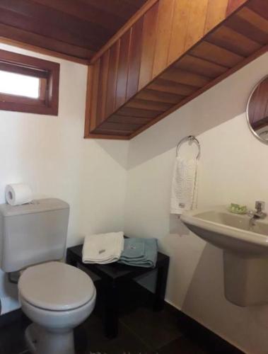 a bathroom with a toilet and a sink at Pousada da Vovó in Conservatória