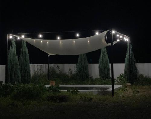a lit up tent with lights on it at night at Stay Jirisan Ahchim in Masal-li