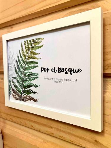 a framed picture of a fern plant on a wall at Colibrí Tiny House in Curacautín