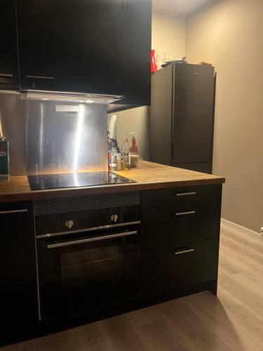 Η κουζίνα ή μικρή κουζίνα στο Apartment in the middle of Lofoten with a bakery next door