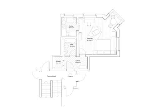 a floor plan of a house at Schickes Apartment in Zwickau direkt am Römerplatz in Zwickau