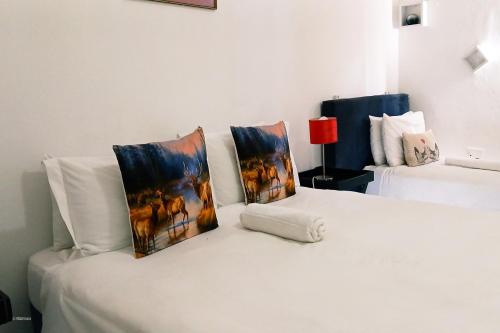 a white bed with two pillows on top of it at East griqualand Accomodation and Conference in Kokstad