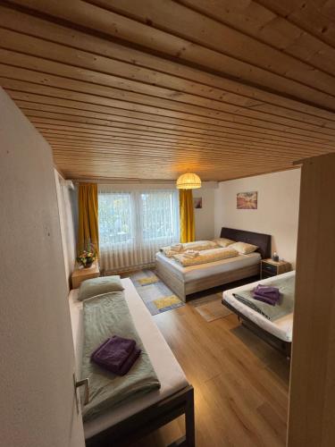 Postel nebo postele na pokoji v ubytování Ferienwohnung Sonnenseite Brienz