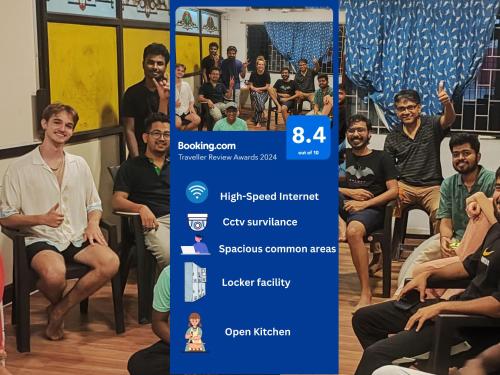 a screenshot of a facebook page with a group of people at Hostel Gandhi in Chennai