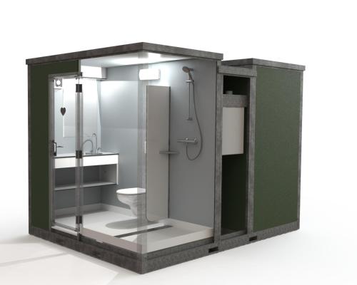 a bathroom with a shower and a toilet at Pod - Camp Diekirch in Diekirch
