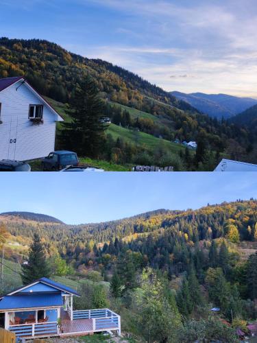 two different views of a house and a mountain at Садиба "Ековид" in Krivorovnya