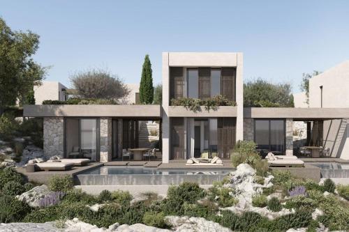a rendering of a villa with a swimming pool at JW Marriott Crete Resort & Spa in Marathi