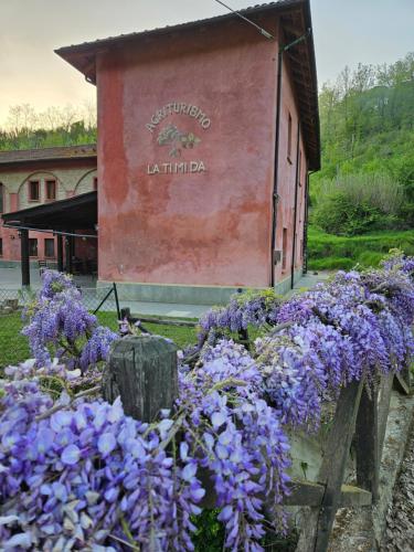 a bunch of purple flowers in front of a building at Agriturismo La.Ti.Mi.Da. in Cassine