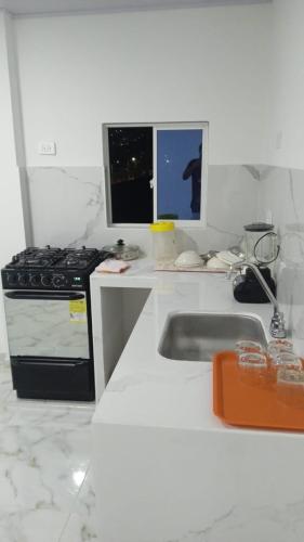 Η κουζίνα ή μικρή κουζίνα στο Apartamentos y habitaciones cerca a marbella