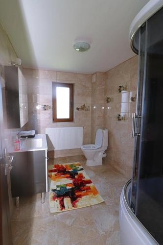 a bathroom with a toilet and a sink at GreenMoodHouse in Comăneşti