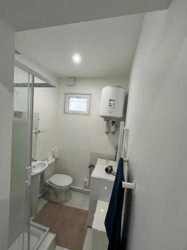 une salle de bain avec toilettes et lavabo dans l'établissement Quiet apartment area, à Vitry-sur-Seine