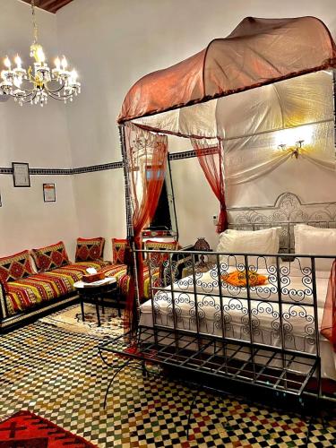 Cama o camas de una habitación en Riad Lalla Zoubida