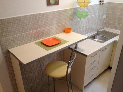 a small kitchen with a counter and a sink at Apartments and rooms by the sea Drasnice, Makarska - 22573 in Drašnice