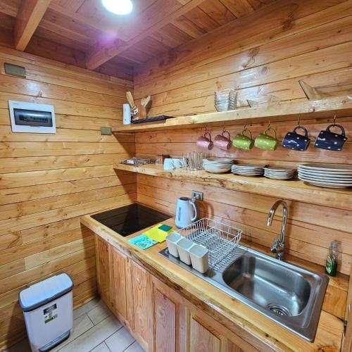 Kuchyň nebo kuchyňský kout v ubytování Cabaña Los Alerces