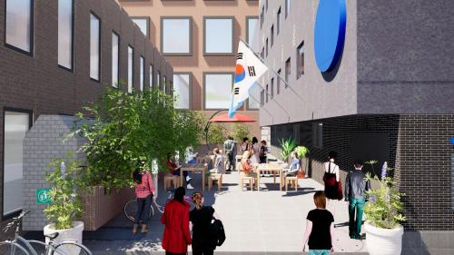 a rendering of a courtyard in a building at Bluedot Poshtel in Seoul
