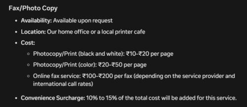 a screenshot of a page of a text printer at Teghs Hospitality - Entire Superior Villa Bungalow in Chandīgarh