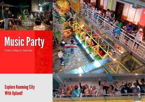 昆明Kunming Upland International Youth Hostel ,near the city center ,2 mins walk to the subway, 2 mins walk to the Green Lake, Close to Yuan tong Temple, Old street, Yunnan University, convenient payment and visa cards are accepted的和人们一起合影的音乐晚会