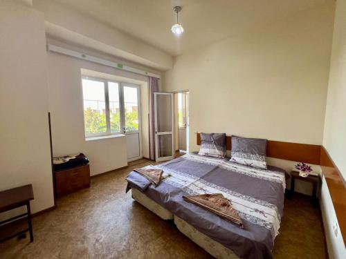 a bedroom with a large bed and a window at Ayg Hotel and Sport Complex Ararat in Davalinskiy Tsemzavod