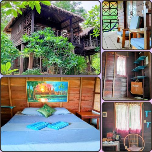 a collage of pictures of a bedroom and a house at Khmer Hands in Kep
