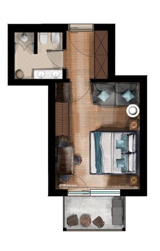 a floor plan of a small apartment with at Tirolensis - Luxury All Inclusive in Tesimo