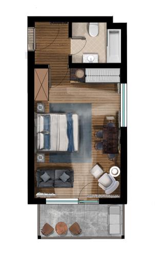 a rendering of a floor plan of aominiumominium at Tirolensis - Luxury All Inclusive in Tesimo