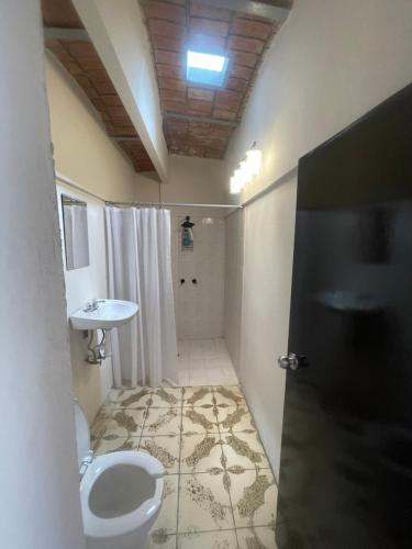 a bathroom with a toilet and a sink at Departamento suite # 2 in Etzatlán