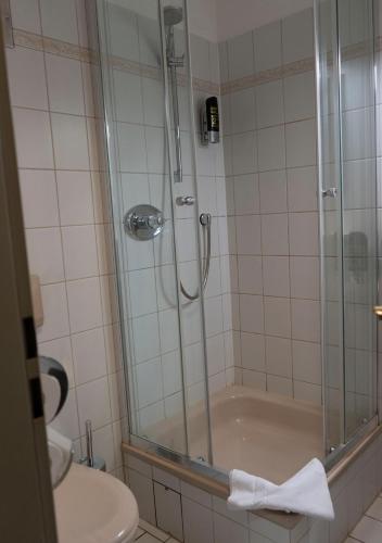 Koupelna v ubytování Gaststätte Zur Eiche