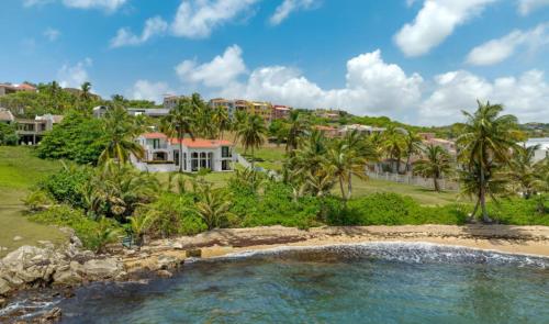an aerial view of a resort with a swimming pool at Olive Villa Palmas - Modern Beachfront in Humacao