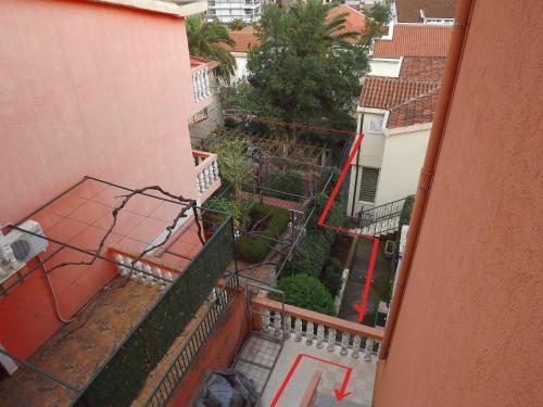 an aerial view of a building with a yard at Villa Jovana Sea View in Budva