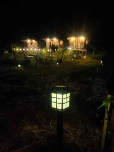 a light in the middle of a yard at night at Tribu Kihud "Experience Simple Living" in Siquijor