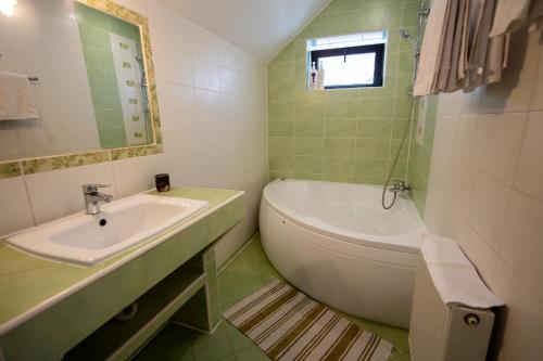 Koupelna v ubytování Pensiunea La Despani