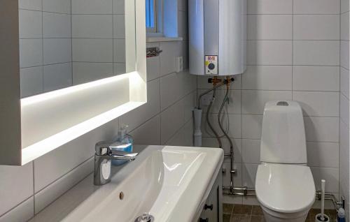 a bathroom with a sink and a toilet at 1 Bedroom Stunning Home In Löttorp in Löttorp