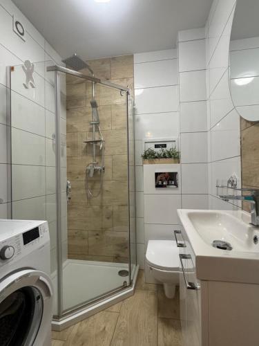 Bilik mandi di Apartament Trzy Świerki - w objęciu natury, obok głównego deptaka - by SpaceApart