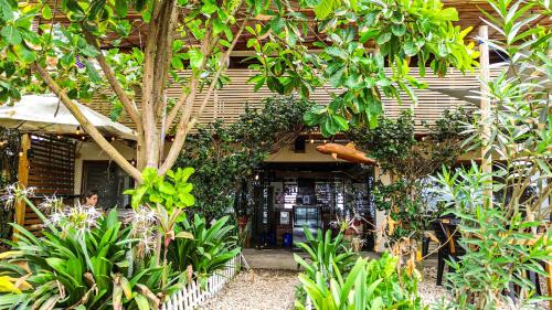a building with a bunch of trees and plants at Suite La Isla in Ayampe