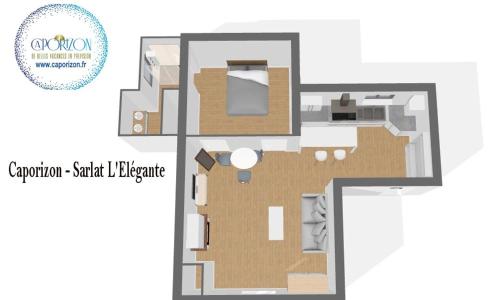 Cet appartement comprend une chambre. dans l'établissement Caporizon-Sarlat l'élégance-T2 Plein centre cité médiévale, à Sarlat-la-Canéda