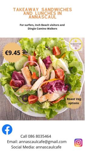 a advertisement for a takeaway sandwichciplinaryciplinaryarmaarmaarmaarmaarma with at Stay in Annascaul Village at Aido's in Annascaul
