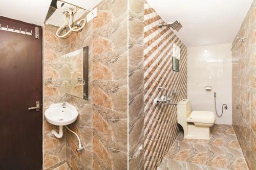 Bilik mandi di Hotel O Home Comfortable Stays, Near Aasam gadh Current office