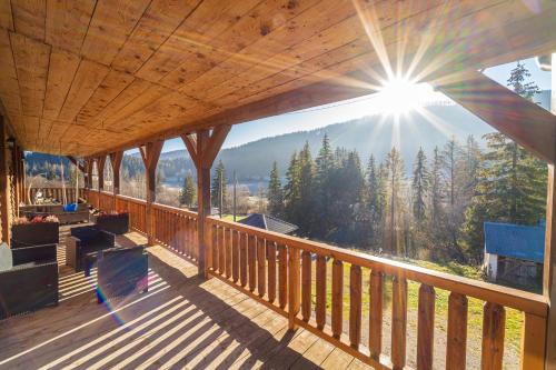 a view from the deck of a cabin at Ranč pod Ostrou Skalou in Stratená
