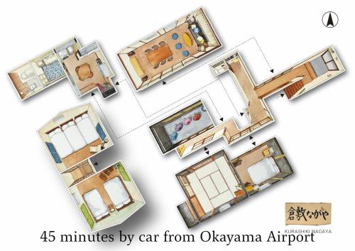 Půdorys ubytování 倉敷ながや Kurashiki Nagaya