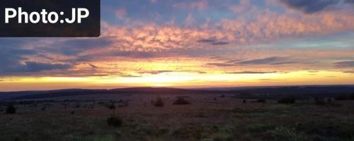 a sunset in a field with the words photo jpg at La Tanière du Lac in Robertville