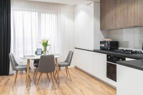 Kuchyň nebo kuchyňský kout v ubytování Chisinau Apartments Shadow